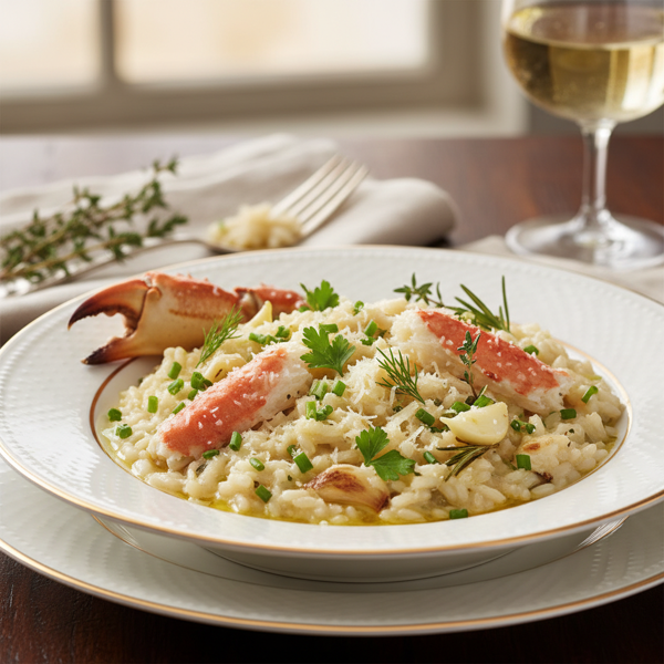 Luxury Garlic Herb Crab Risotto recipe