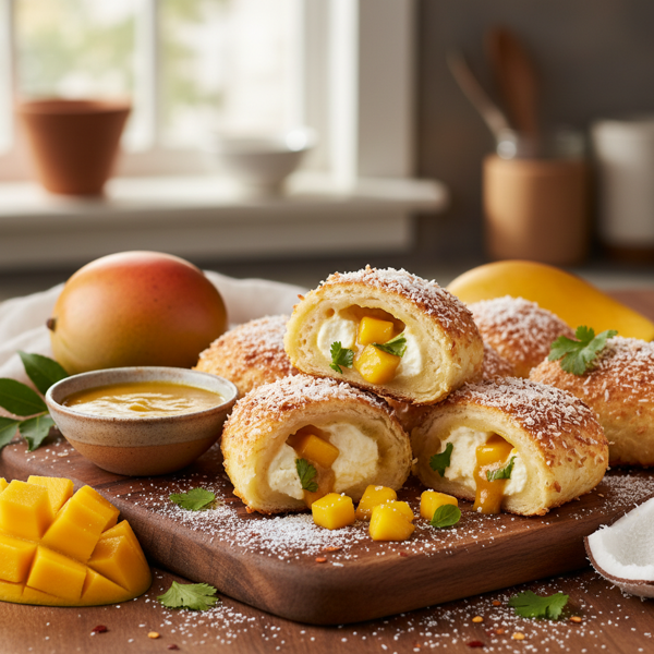 Mango-Curry Coconut Cheese Rolls recipe