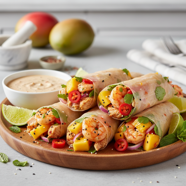 Mango-Infused Spicy Shrimp or Chicken Wraps recipe