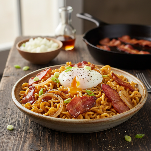 Maple-Bacon Sweet Onion Egg Noodles recipe
