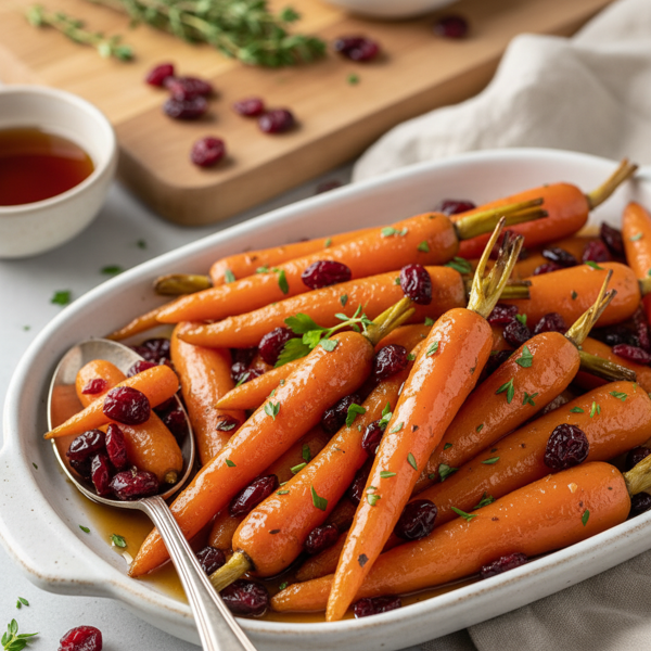 Maple-Balsamic Glazed Carrots with Cranberries recipe