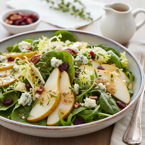 Maple-Dijon Spring Salad with Pears and Blue Cheese recipe