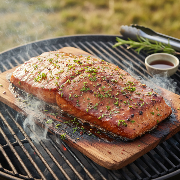 Maple-Glazed BBQ Cedar Plank Salmon recipe