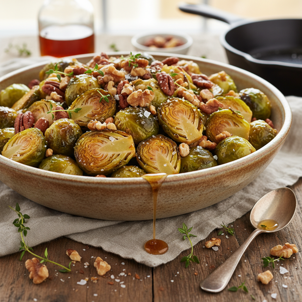 Maple-Glazed Brussels Sprouts with Roasted Nuts recipe