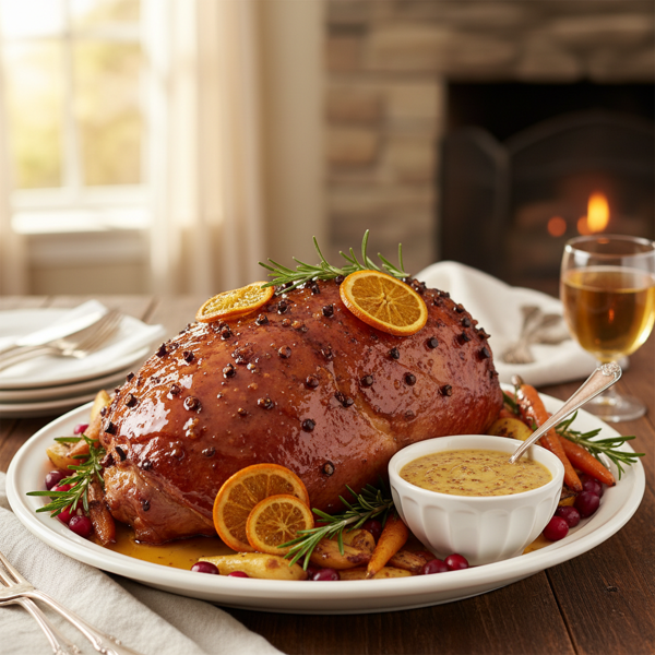 Maple-Glazed Ham with Zesty Maple-Mustard Sauce recipe