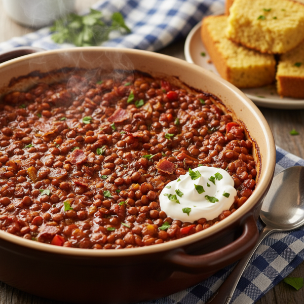 Maple Barbecue Baked Lentils recipe