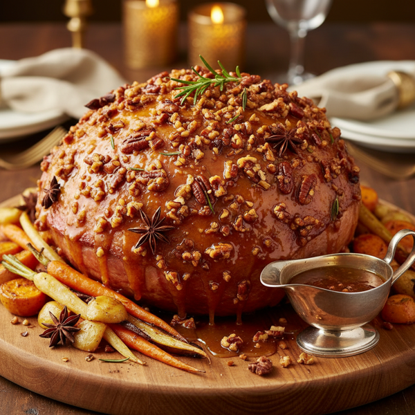 Maple Bourbon Glazed Praline Ham recipe