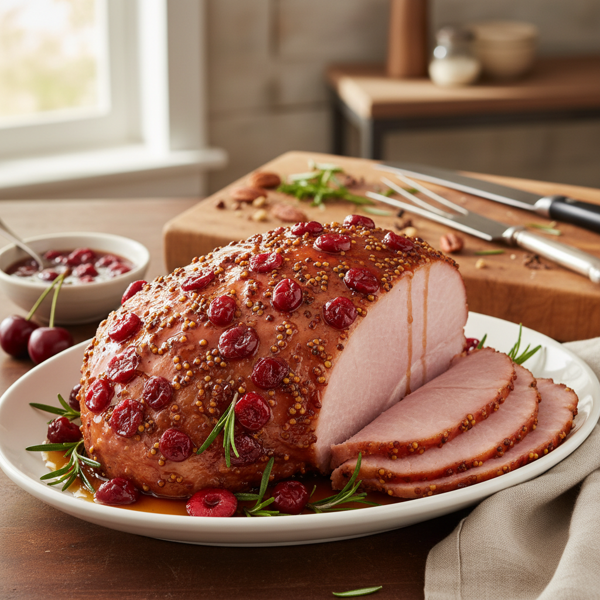 Maple Cherry Dijon-Glazed Ham recipe