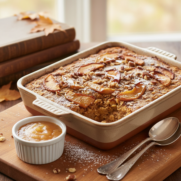Maple Cinnamon Baked Oatmeal with Applesauce recipe