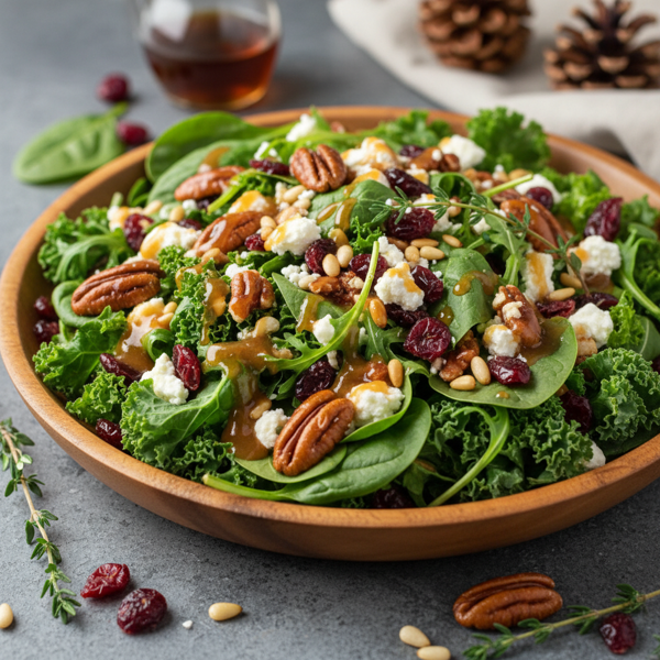 Maple Cranberry Feta Salad with Toasted Pine Nuts recipe