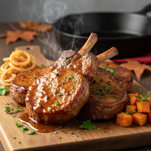 Maple Glazed Smoky Pork Chops recipe
