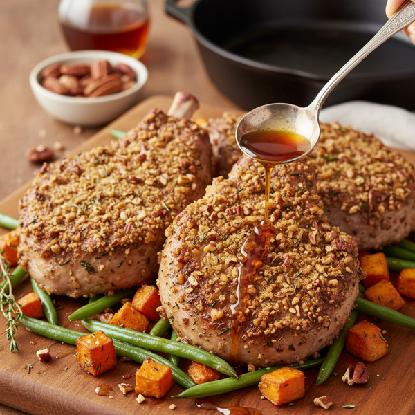 Maple Pecan Crusted Pork Chops recipe