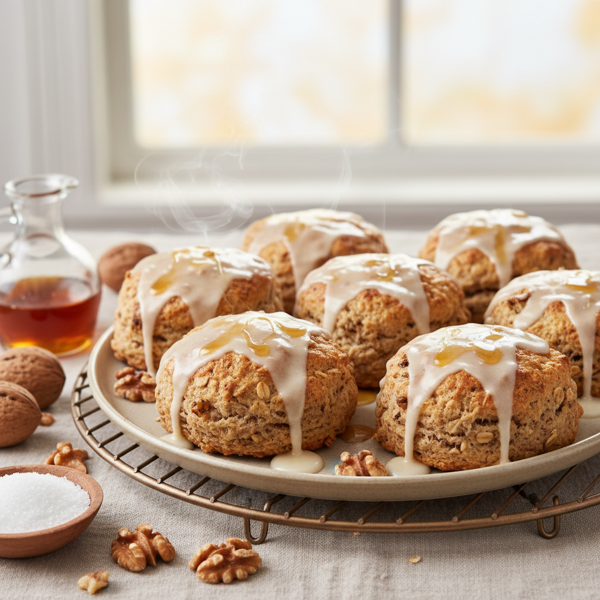 Maple Walnut Oat Scones with Sweet Maple Glaze recipe