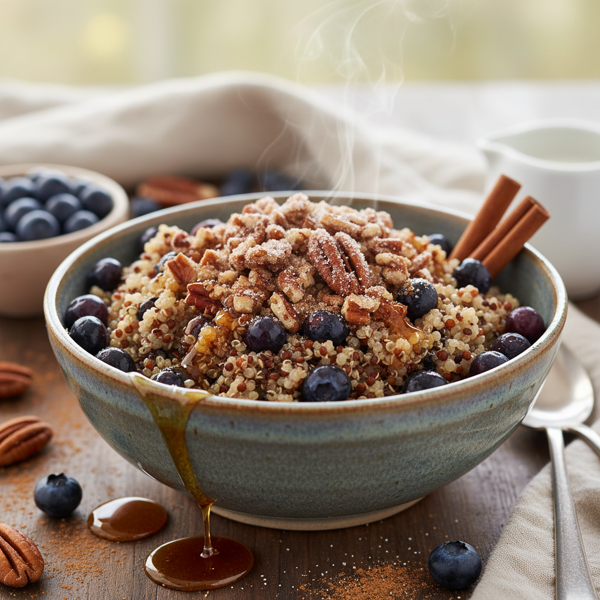 Maple Wild Blueberry Quinoa Bowl with Cinnamon Pecans recipe