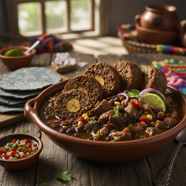 Mayan Black Turkey Stew with Sliced 'Boot' Meatball recipe