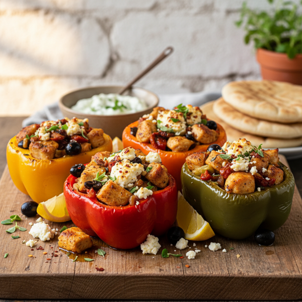 Mediterranean-Style Feta Chicken Bell Peppers recipe