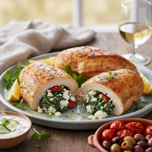 Mediterranean-Style Spinach & Feta Stuffed Chicken Breasts recipe