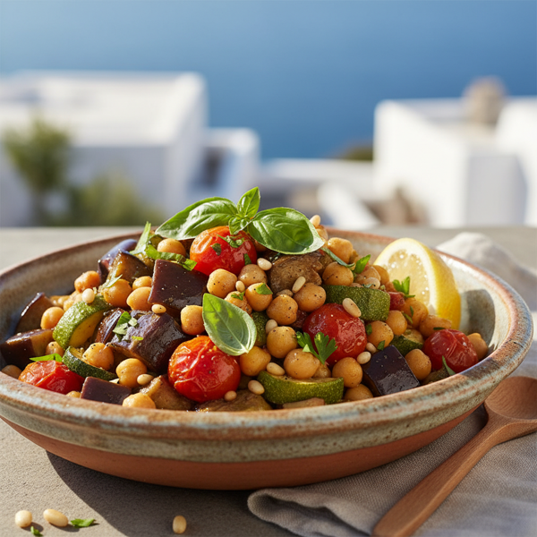 Mediterranean Aubergine, Courgette, and Chickpea Delight recipe