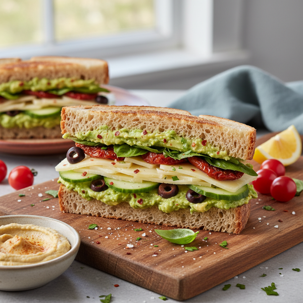 Mediterranean Avocado & Gouda Delight Sandwich recipe