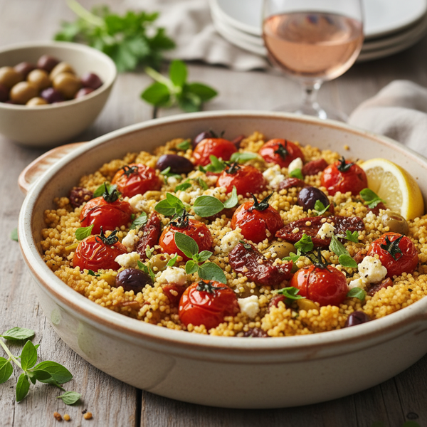 Mediterranean Baked Couscous with Roasted Tomatoes recipe