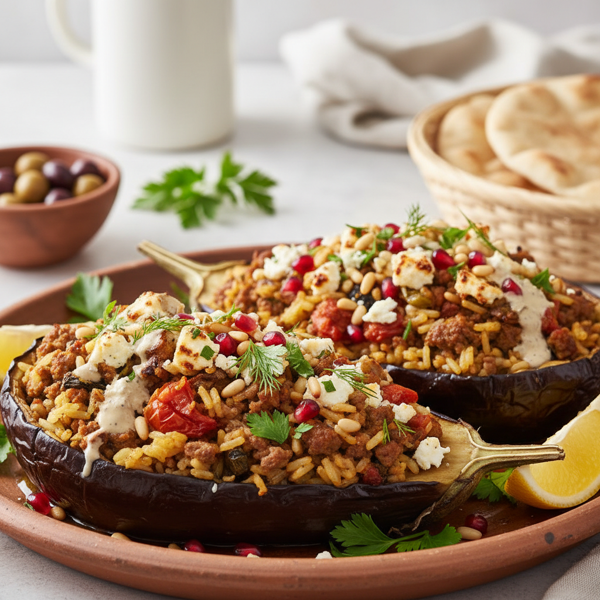 Mediterranean Baked Stuffed Eggplant recipe