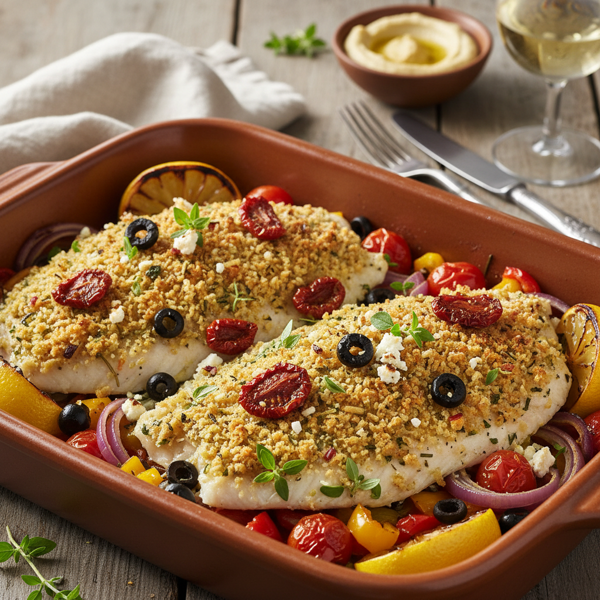 Mediterranean Baked Tilapia with Sun-Dried Tomatoes recipe