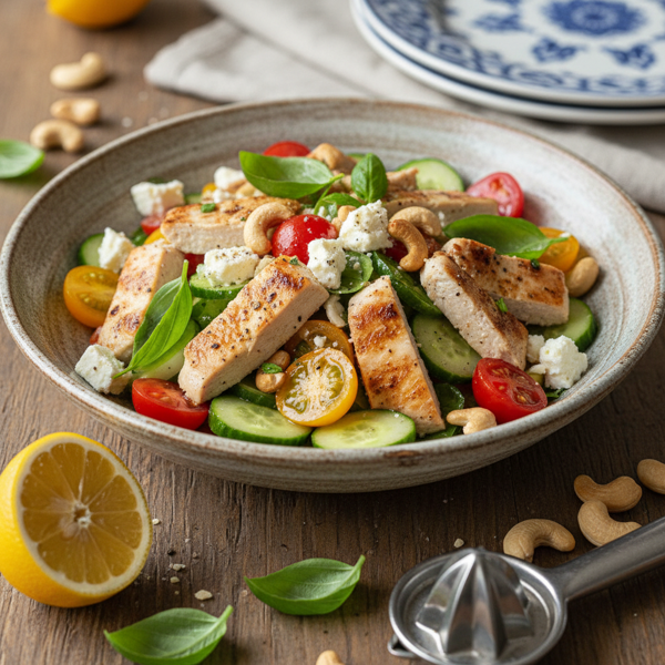 Mediterranean Basil Chicken Salad with Cashews recipe