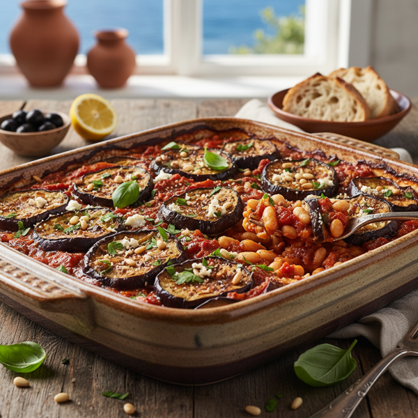 Mediterranean Bean and Eggplant Bake recipe
