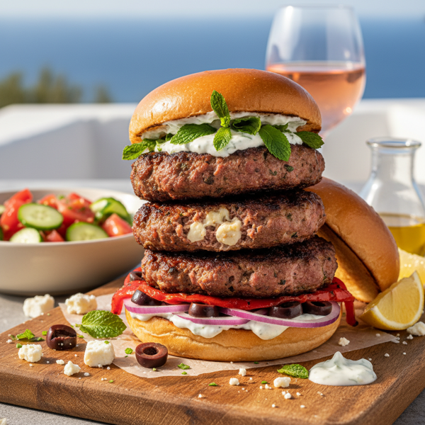 Mediterranean Beef Feta Burgers recipe