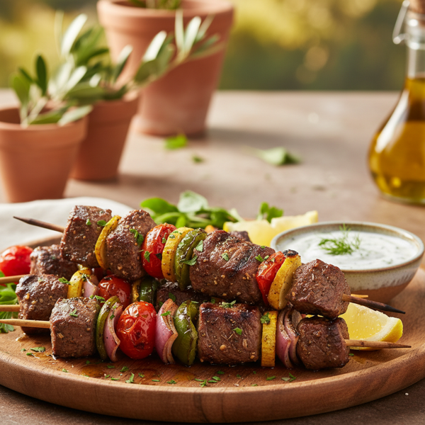 Mediterranean Beef Skewers Delight recipe