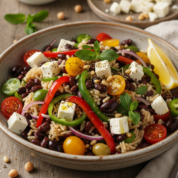 Mediterranean Black Bean & Rice Salad recipe
