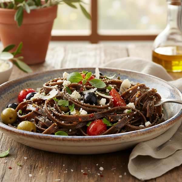 Mediterranean Black Olive Fettuccine recipe