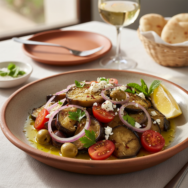 Mediterranean Boiled Eggplant Salad recipe