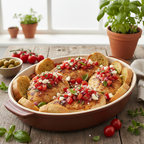 Mediterranean Bruschetta Chicken Bake recipe