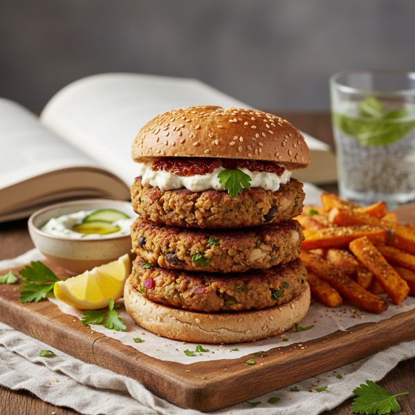Mediterranean Bulgur & Bean Burgers recipe