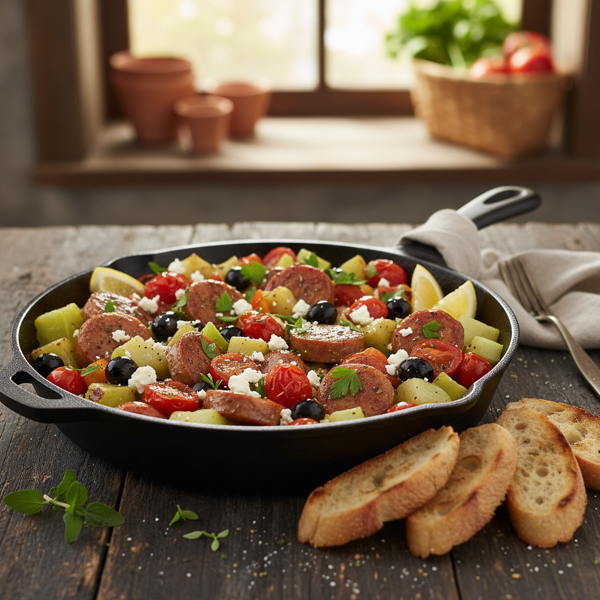 Mediterranean Chayote and Sausage Skillet recipe