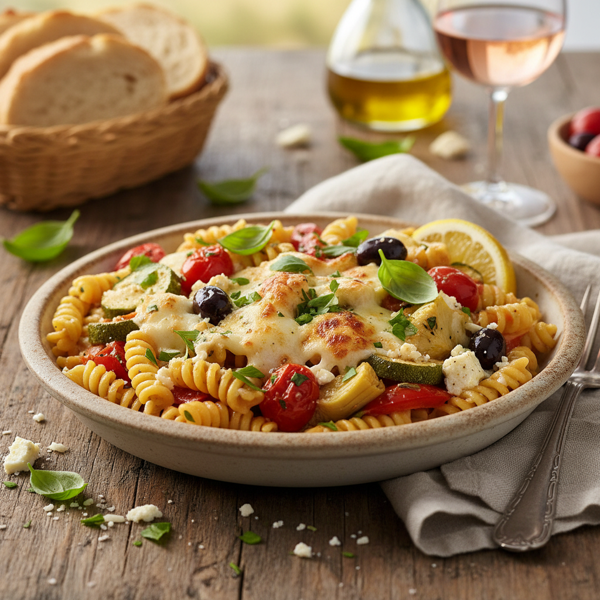 Mediterranean Cheesy Veggie Pasta Delight recipe