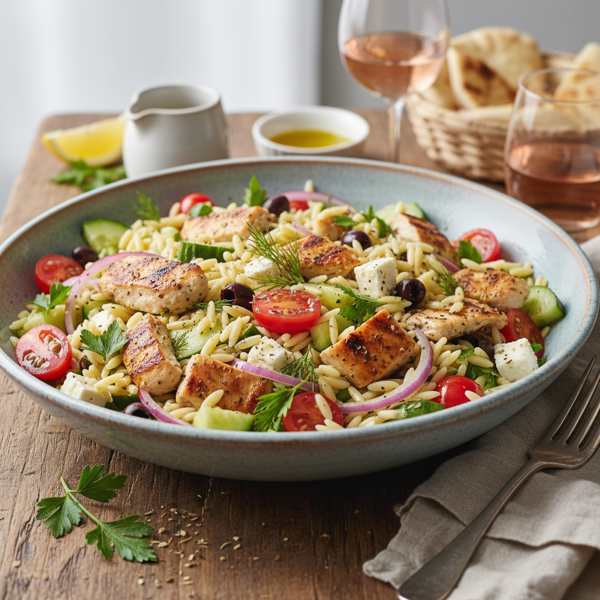 Mediterranean Chicken Orzo Salad recipe