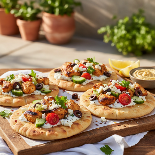 Mediterranean Chicken Pita Flatbreads recipe