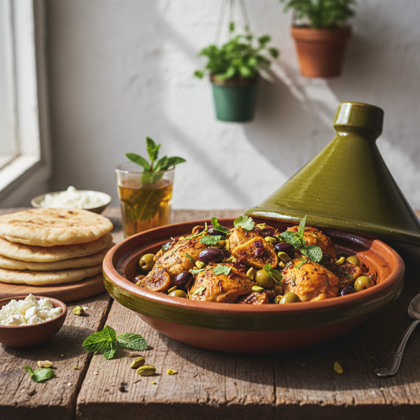 Mediterranean Chicken Tagine with Figs, Olives & Pistachios recipe