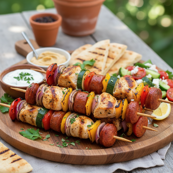 Mediterranean Chicken and Chorizo Skewers recipe