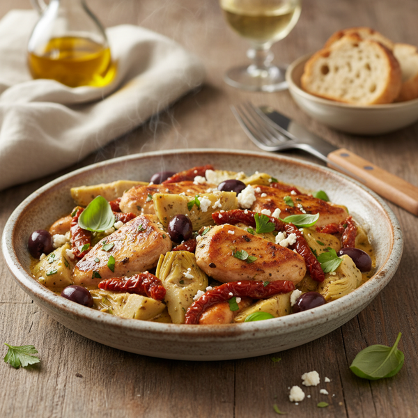 Mediterranean Chicken with Artichokes and Sun-Dried Tomatoes recipe