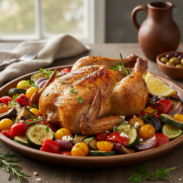 Mediterranean Chicken with Colorful Roasted Vegetables recipe