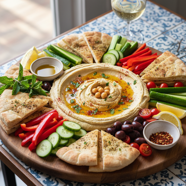 Mediterranean Chickpea Hummus Platter recipe