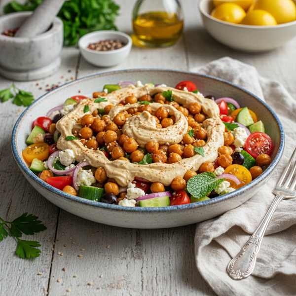 Mediterranean Chickpea Salad with Creamy Tahini Dressing recipe