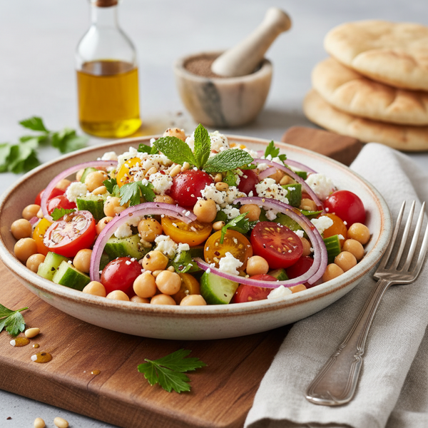 Mediterranean Chickpea Salad with Cumin Vinaigrette recipe