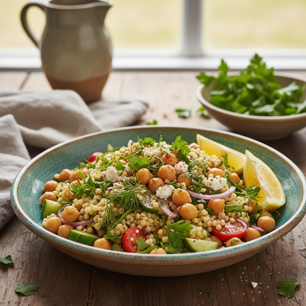 Mediterranean Chickpea & Couscous Salad with Fresh Herb Medley recipe