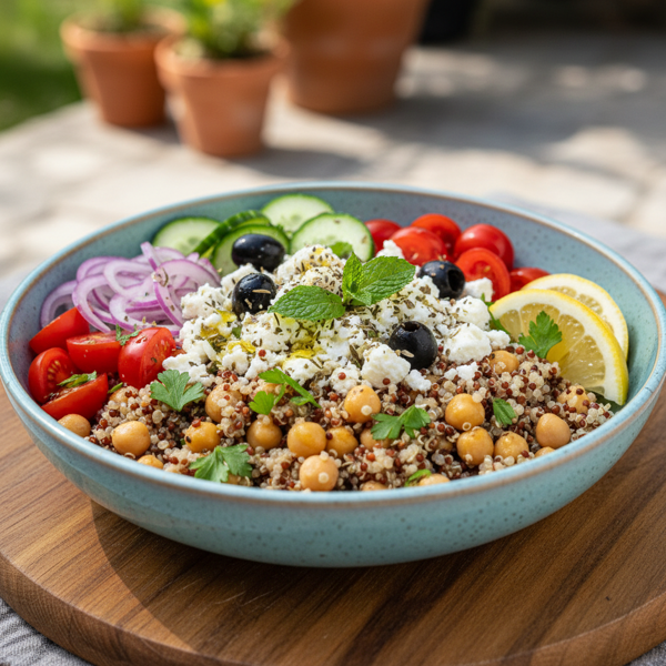 Mediterranean Chickpea & Quinoa Delight Bowl recipe