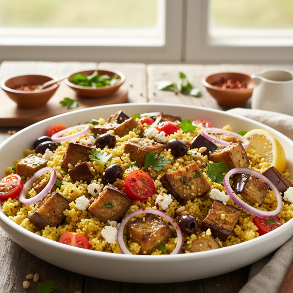 Mediterranean Couscous with Roasted Eggplant recipe