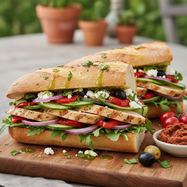 Mediterranean Delight Baguette Sandwich recipe